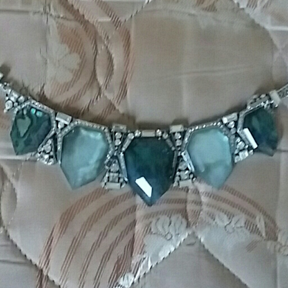 Blue rhinestone statement necklace